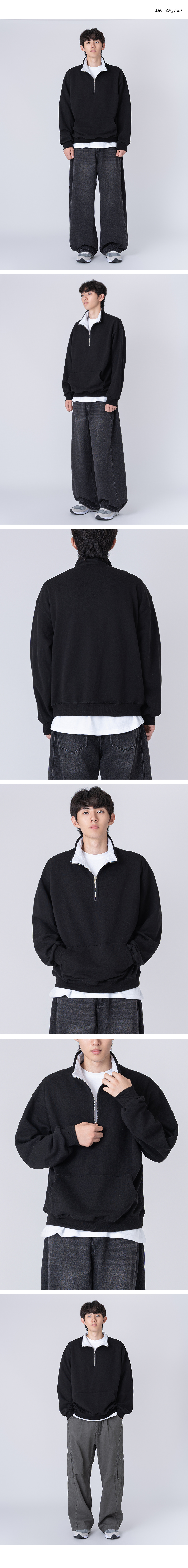MUSINSA | UNDEROFF Overfit Half Zip-up Man to Man Sweat Oatmeal