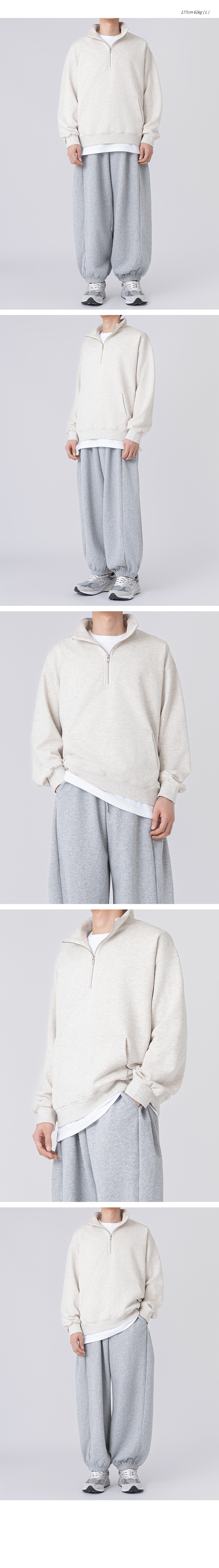 スウェット・トレーナー COVERNAT Overfit Knit Lip Man to Man Oatmeal MUSINSA | UNDEROFF Overfit Half Zip-up Man to Man Sweat Oatmeal