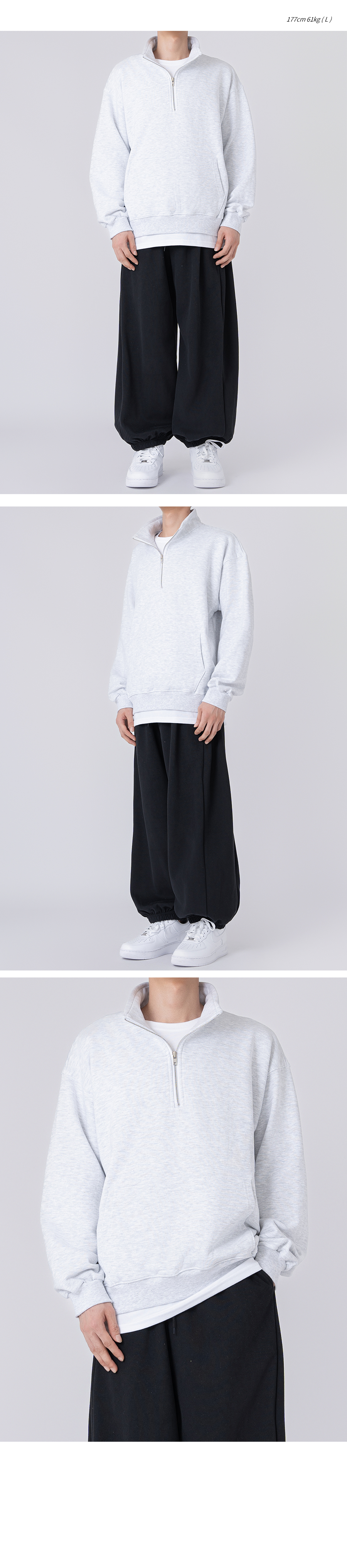 スウェット・トレーナー COVERNAT Overfit Knit Lip Man to Man Oatmeal MUSINSA | UNDEROFF Overfit Half Zip-up Man to Man Sweat Oatmeal